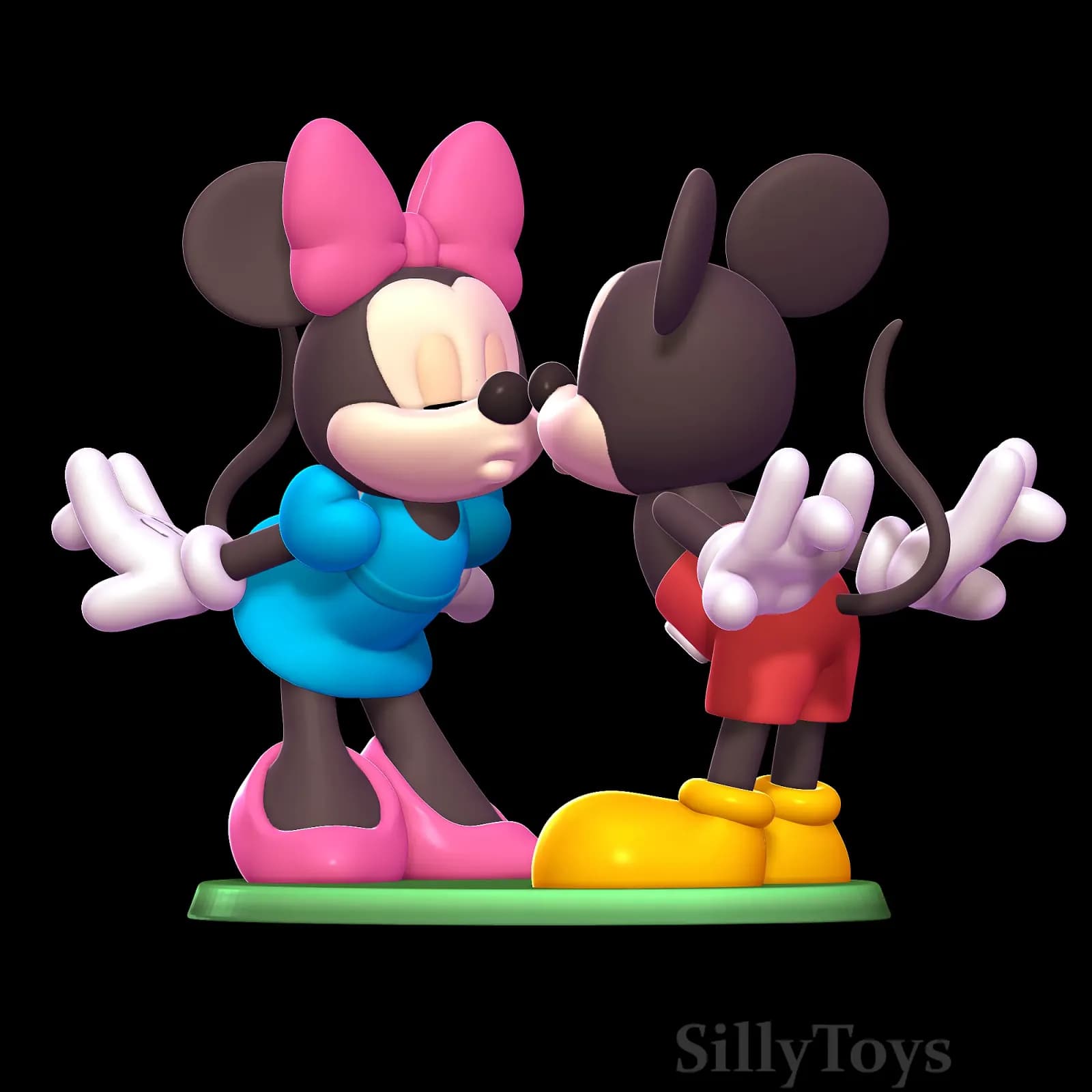 STL - Minnie y Mickey Mouse besándose render 3