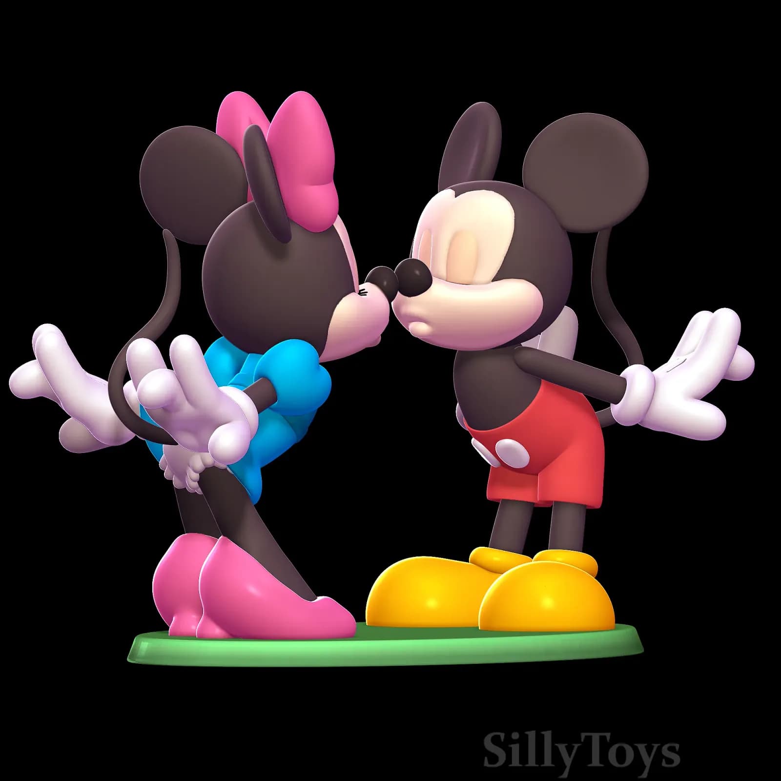 STL - Minnie y Mickey Mouse besándose render 4