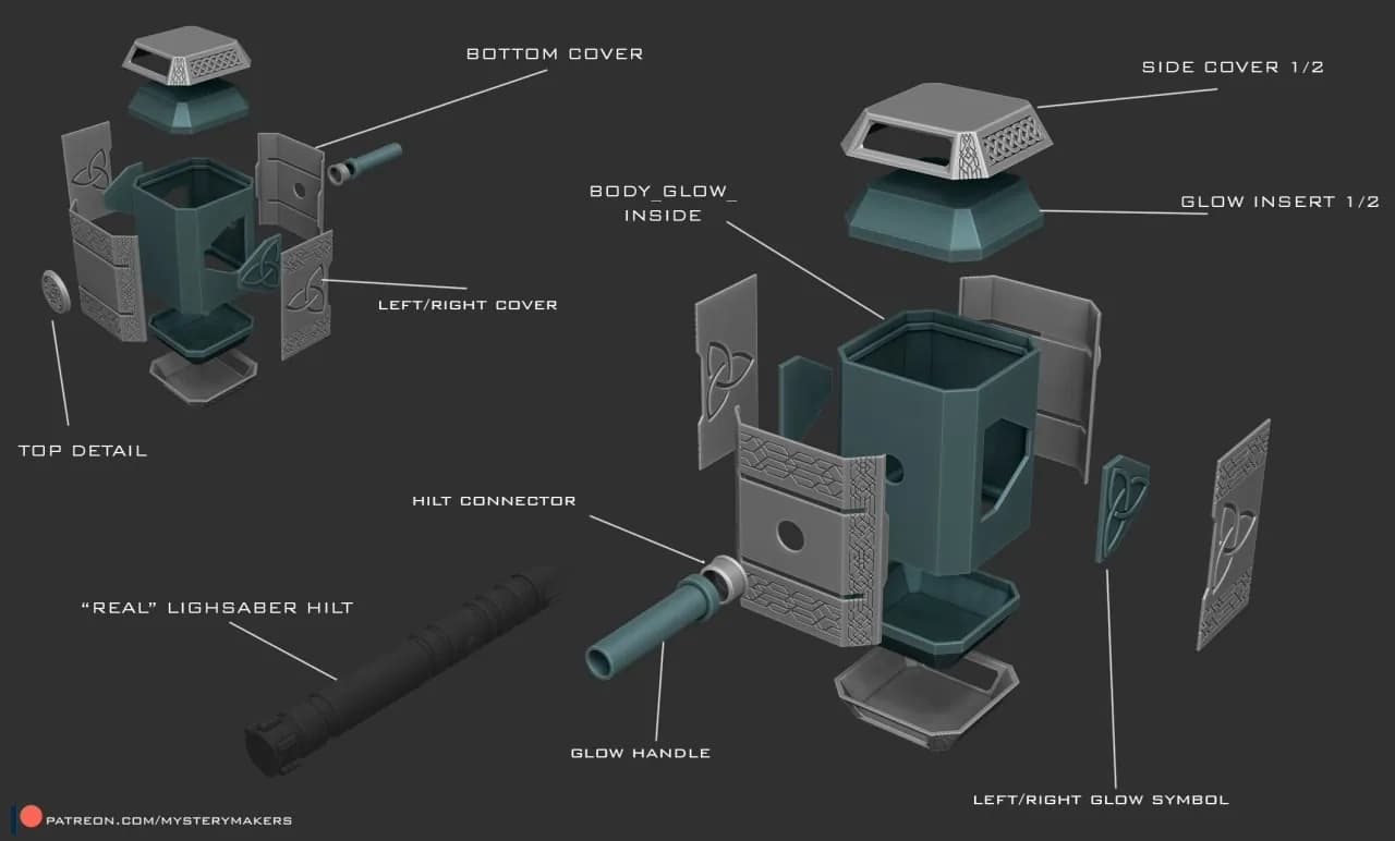 STL - Mjolnir con Luz render 2