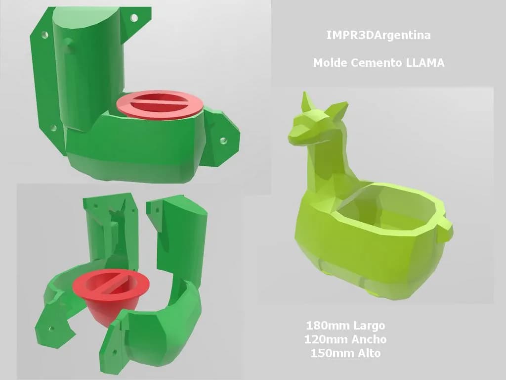 STL - Molde de cemento para llama render 2