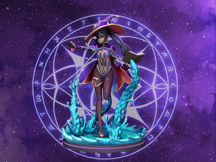STL - mona genshin impact figure 3d render 2