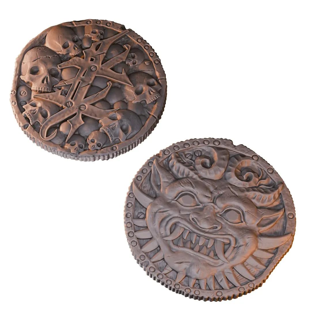 STL - Moneda Demoníaca con Calaveras