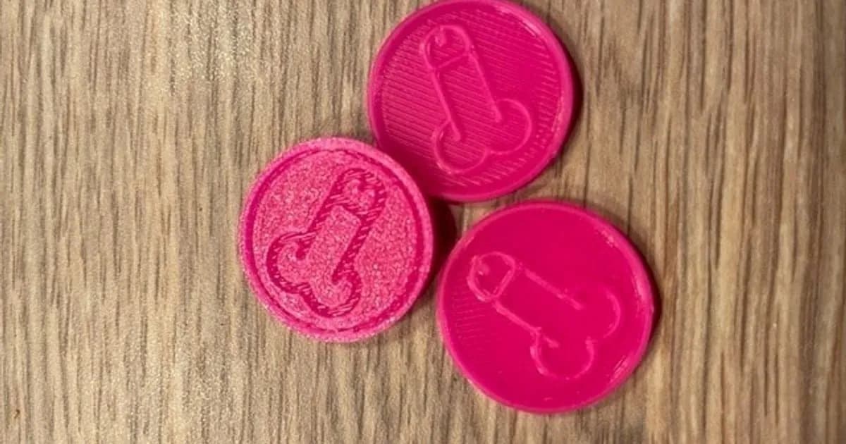 STL - Monedas con diseño fálico render 2