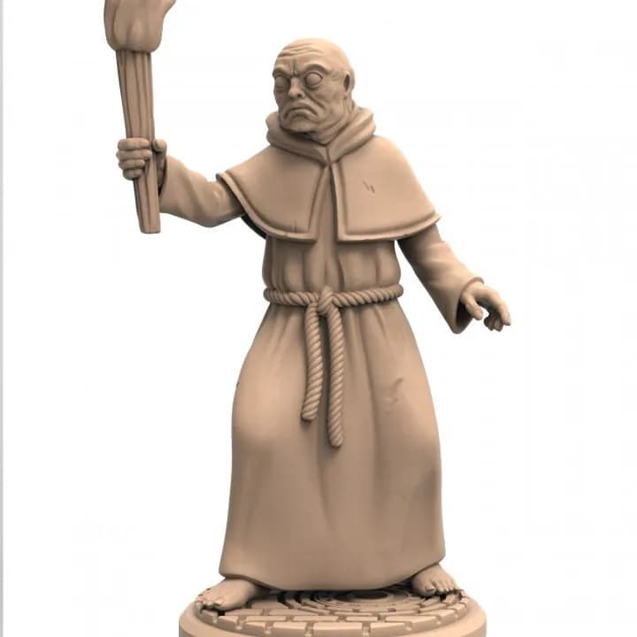 STL - Monje siniestro con antorcha render 2