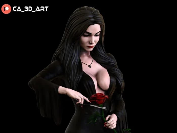 STL - Morticia Addams figura gótica