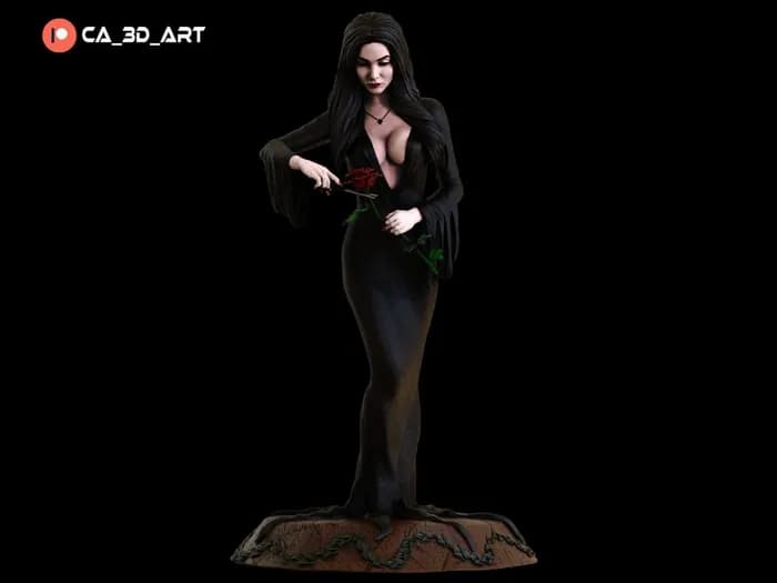 STL - Morticia Addams figura gótica