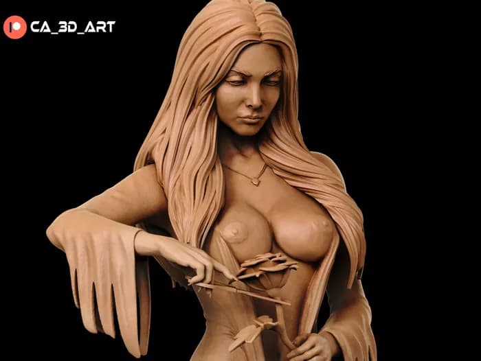 STL - Morticia Addams figura gótica