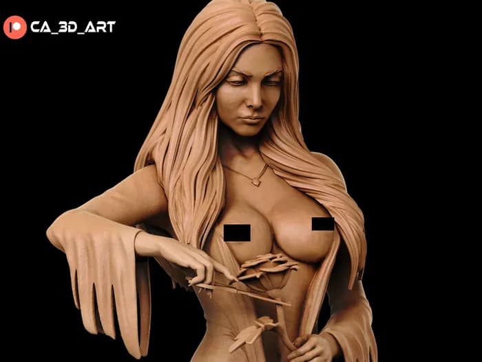 STL - Morticia Addams figura gótica