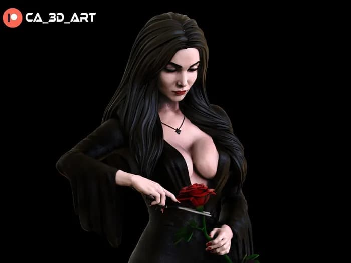 STL - Morticia Addams figura gótica
