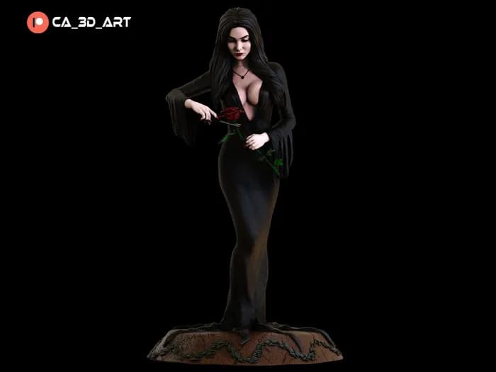 STL - Morticia Addams figura gótica