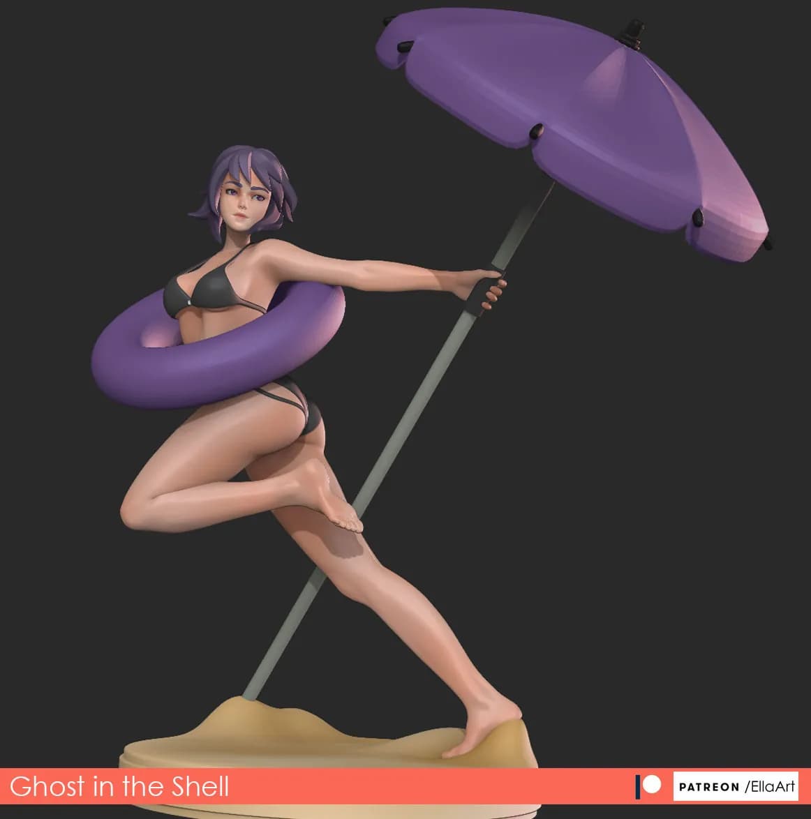 STL - Motoko Kusanagi en la playa render 3