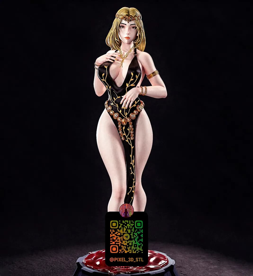 STL - Mujer Elegante con Vestido Negro