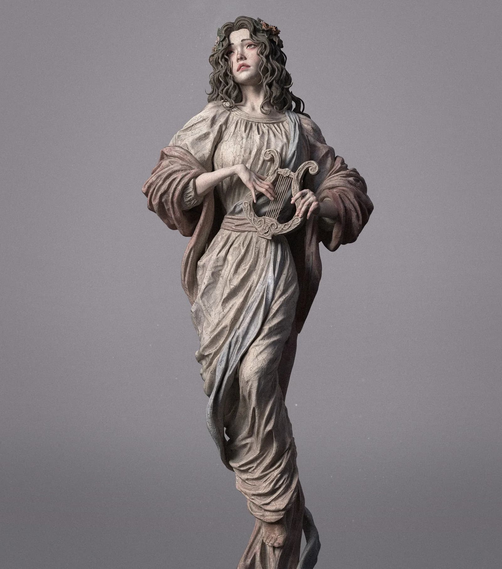 STL - Musa con lira render 2