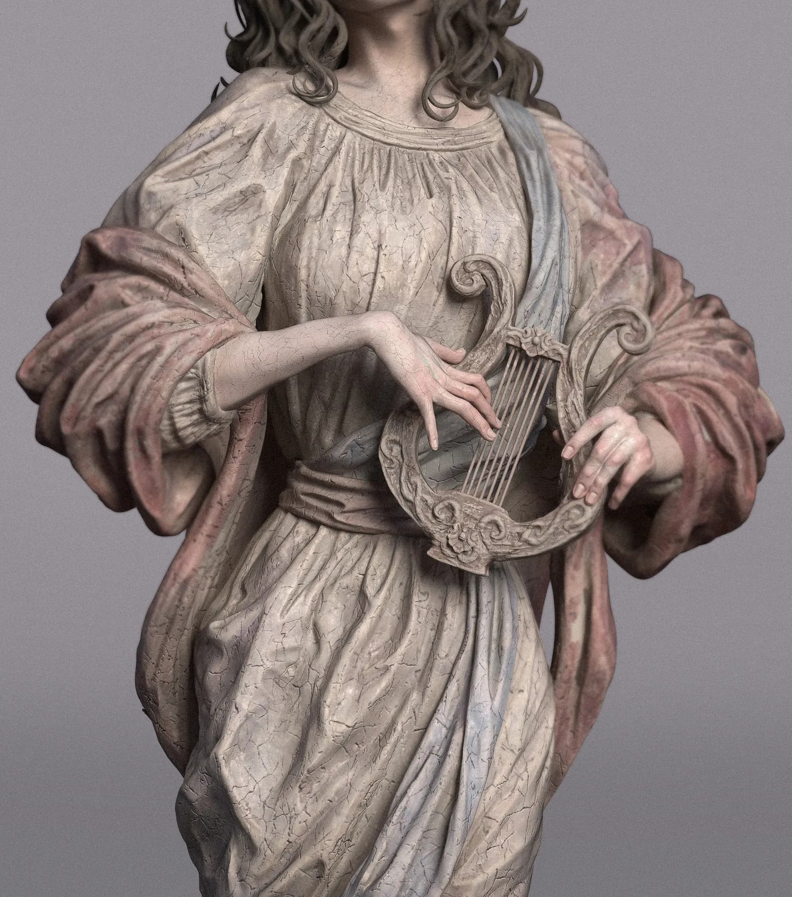 STL - Musa con lira render 4