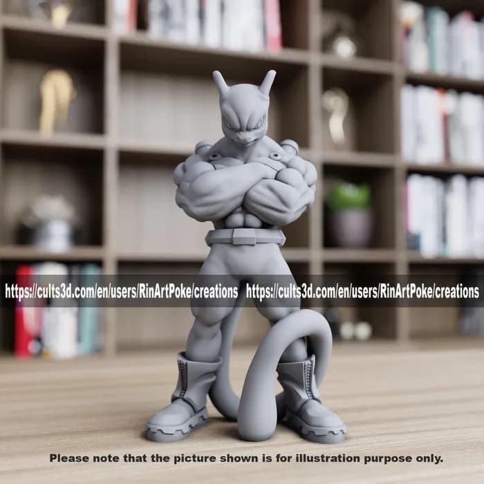 STL - muscular mewtwo full part stl