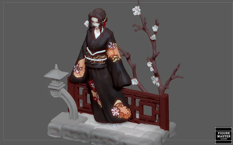 STL - Muzan Kibutsuji Kimono render 5