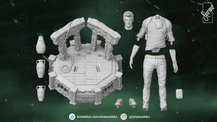 STL - Nathan Drake Uncharted 4 render 5