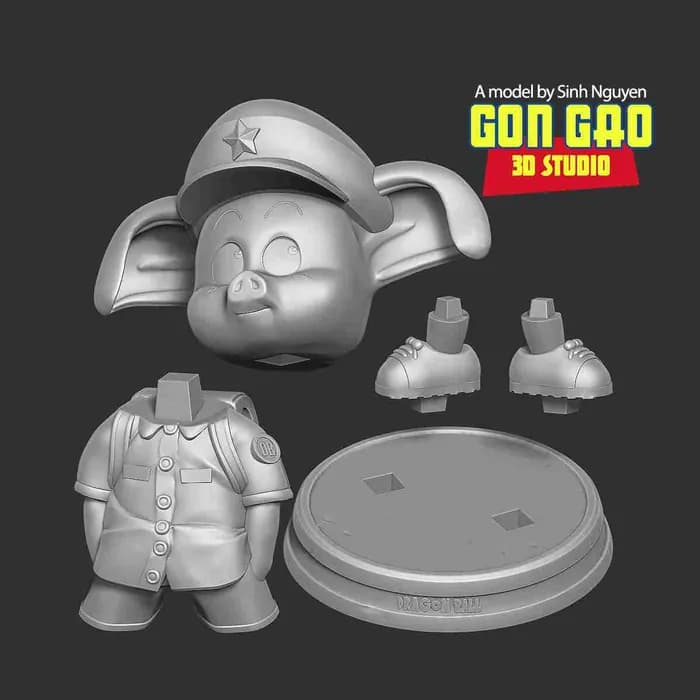 STL - naughty oolong dragon ball fanart render 2
