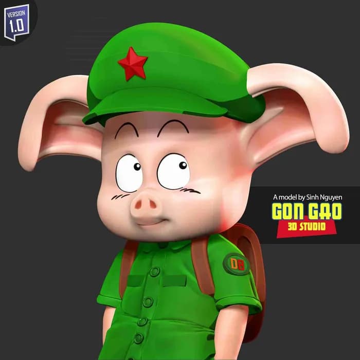 STL - naughty oolong dragon ball fanart render 4