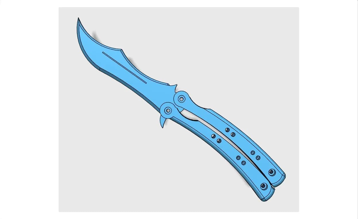 STL - Navaja Mariposa CS:GO Plegable render 2