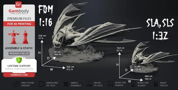 STL - nazgul fell beast diorama render 3