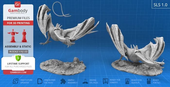 STL - nazgul fell beast diorama render 4