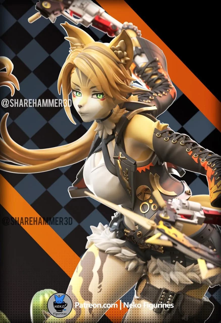 STL - Neko guerrera Zenless Zone Zero render 2