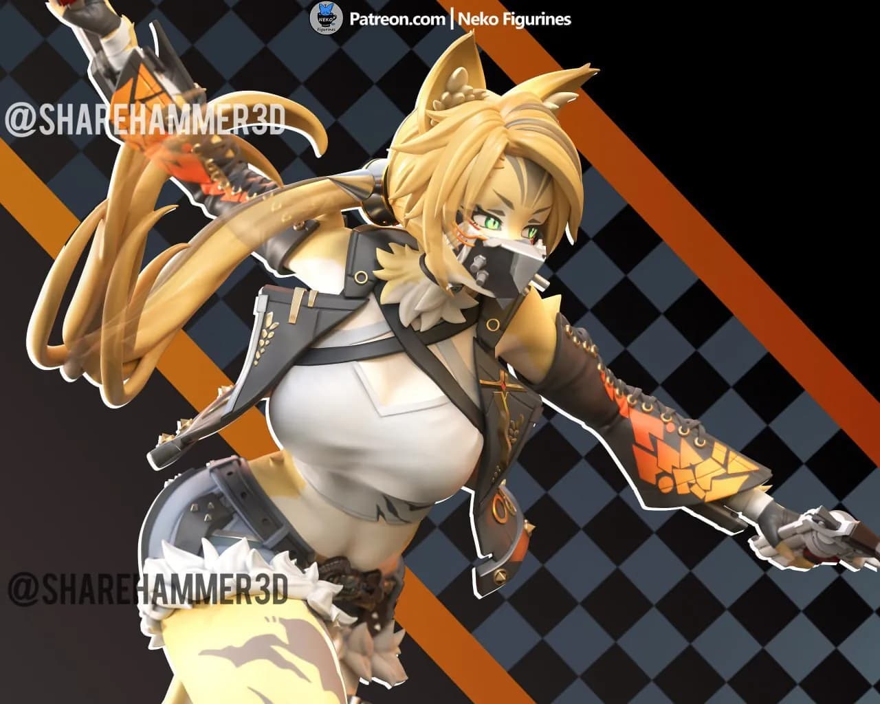 STL - Neko guerrera Zenless Zone Zero render 3