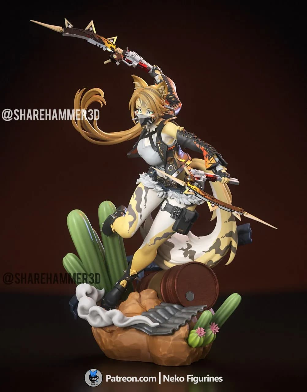 STL - Neko guerrera Zenless Zone Zero render 4