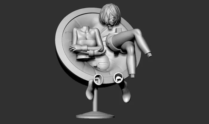 STL - nier 2b in the chair stl render 3