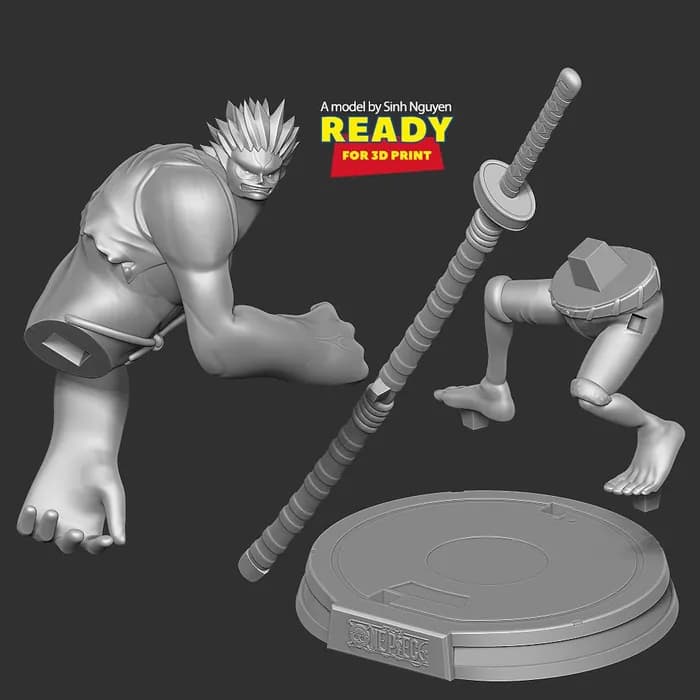 STL - nightmare luffy one piece fanart render 3