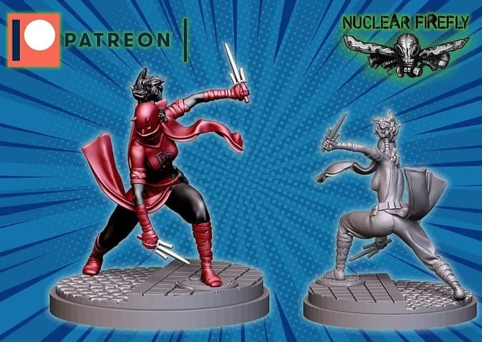 STL - Ninja femenina con espadas