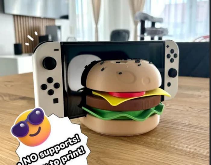 STL - nintendo switch stand burger