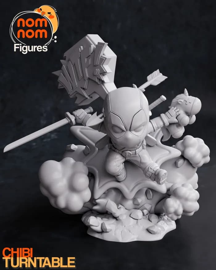 STL - nomnom figures chibi deadpool render 2