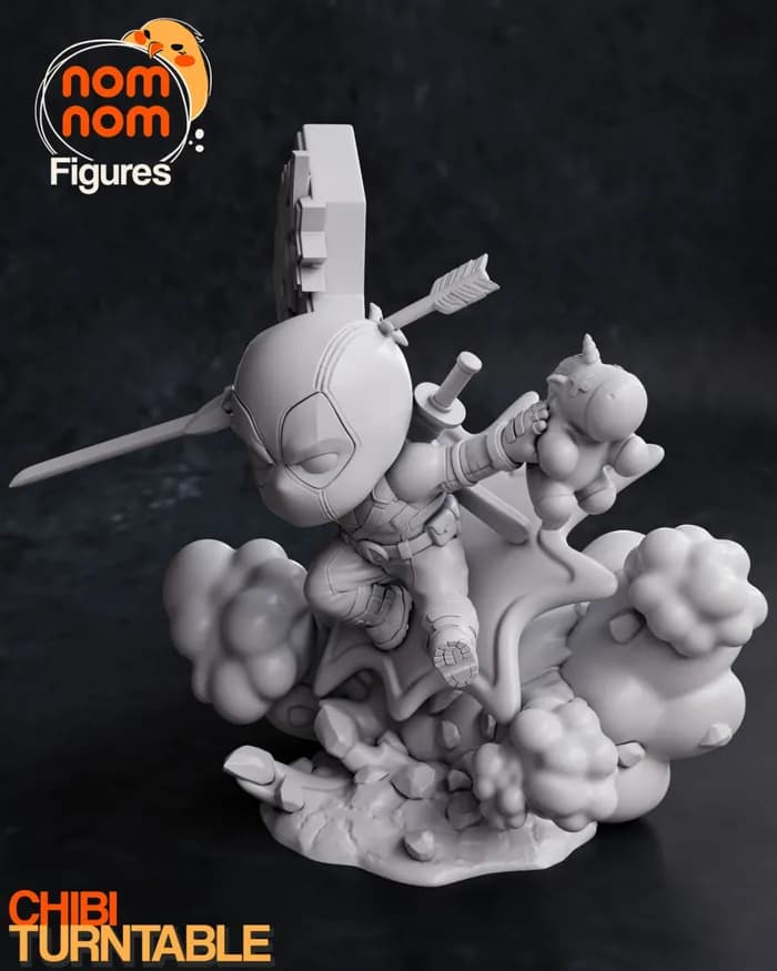 STL - nomnom figures chibi deadpool render 3