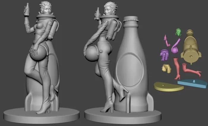 STL - Nuka Cola Girl estilo retro render 2