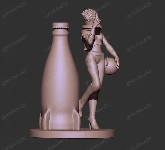 STL - Nuka Cola Girl estilo retro render 5