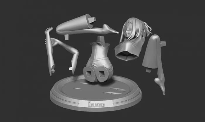 STL - ochaco morning stretches render 3