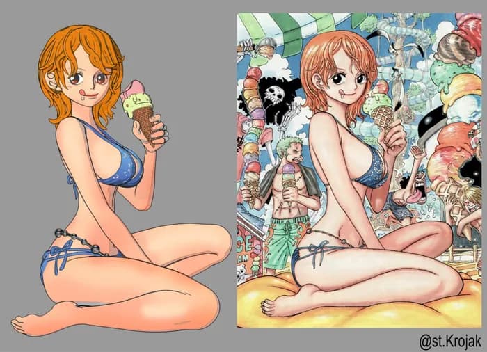 STL - one piece nami bikini (st krojak) render 2