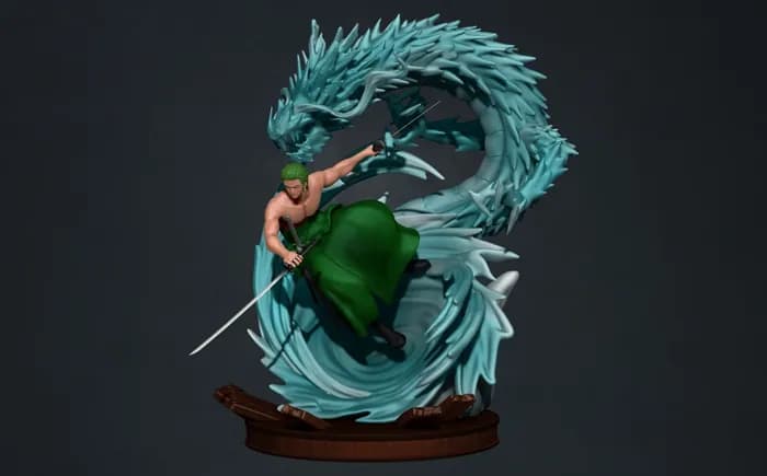 STL - one piece roronoa zoro (washed) render 2