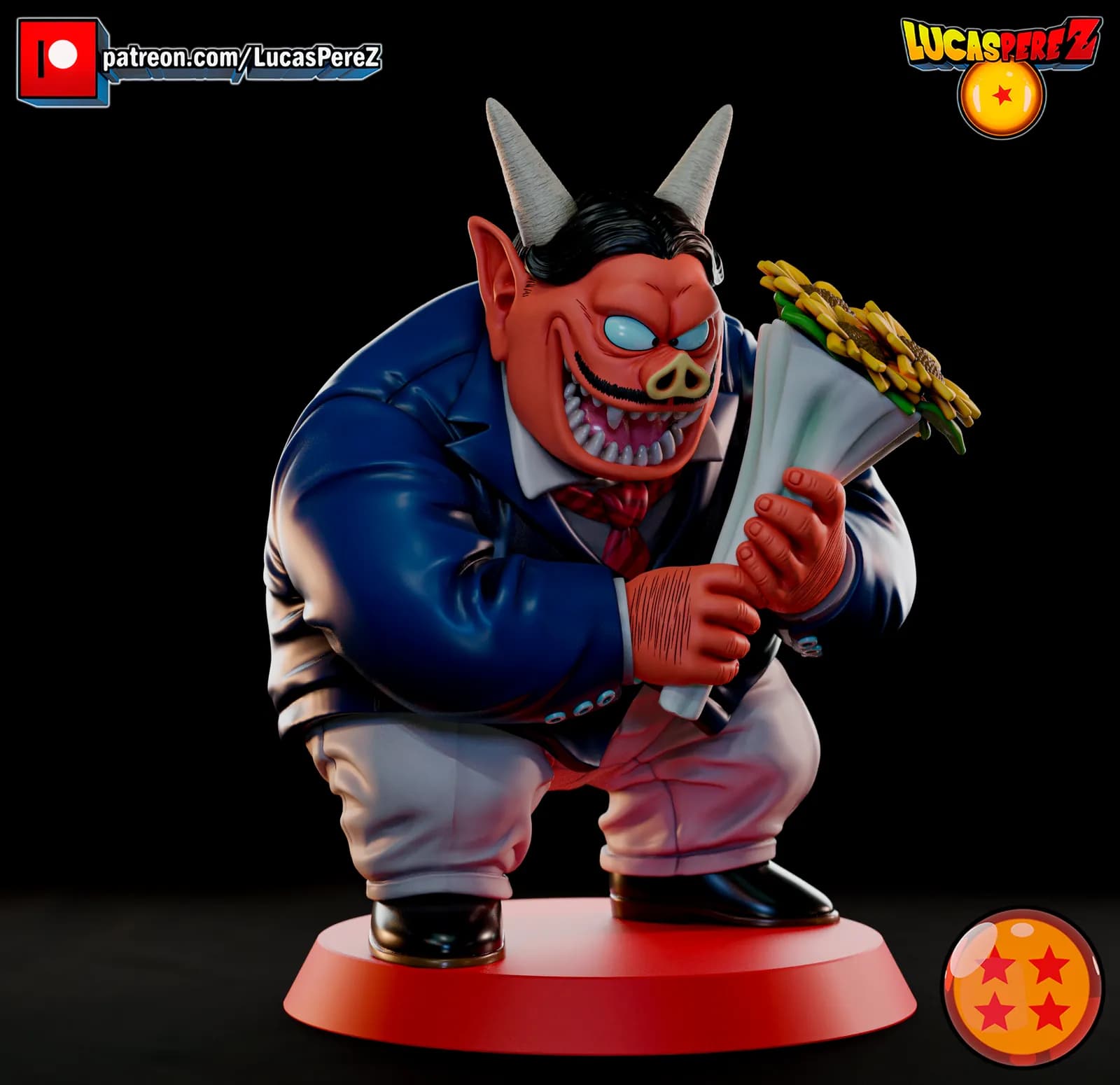 STL - Oolong Demonio Figura render 4