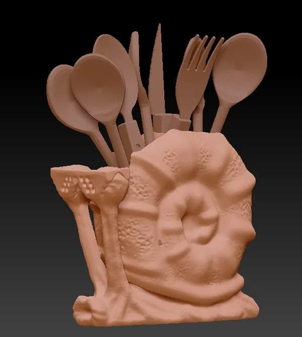 STL - Organizador de cubiertos caracol render 2