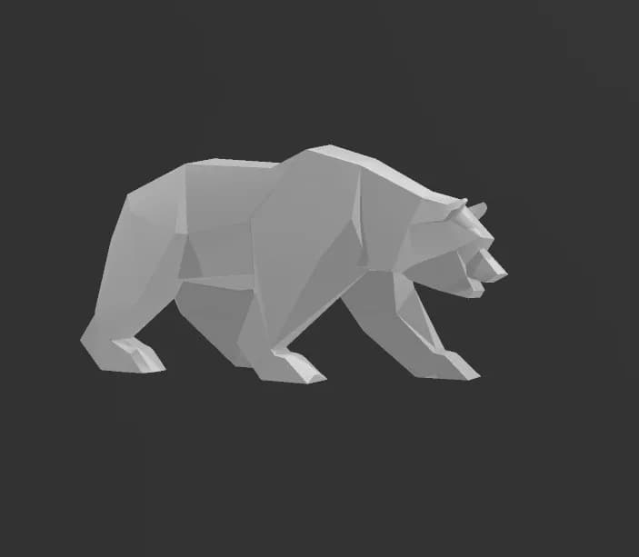 STL - Oso geométrico low poly render 2