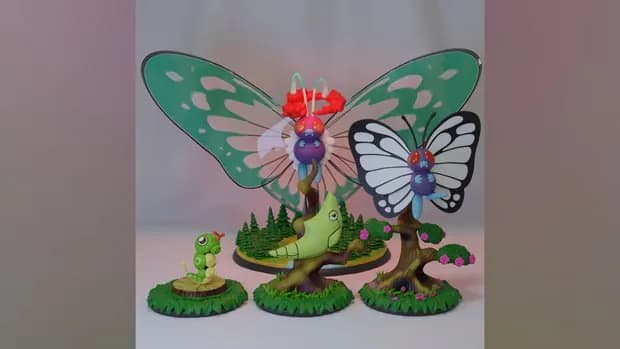 STL - pack 10 caterpie metapod butterf