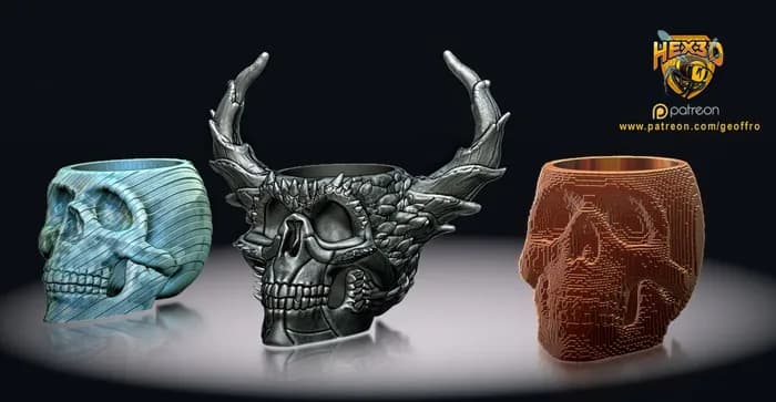 STL - 2 Skull Planter Bowl Pack