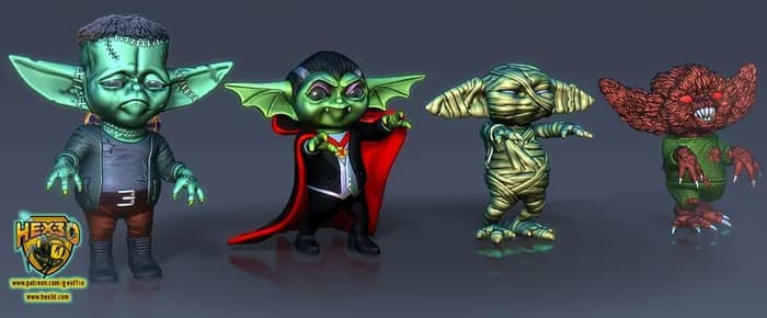 STL - Pack figuras de monstruos chibis