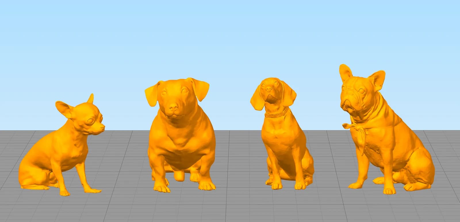 STL - Pack figuras perros variados render 2