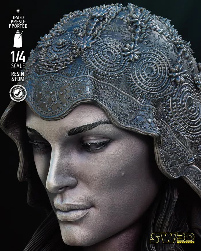 STL - padme bust (non supported) render 2