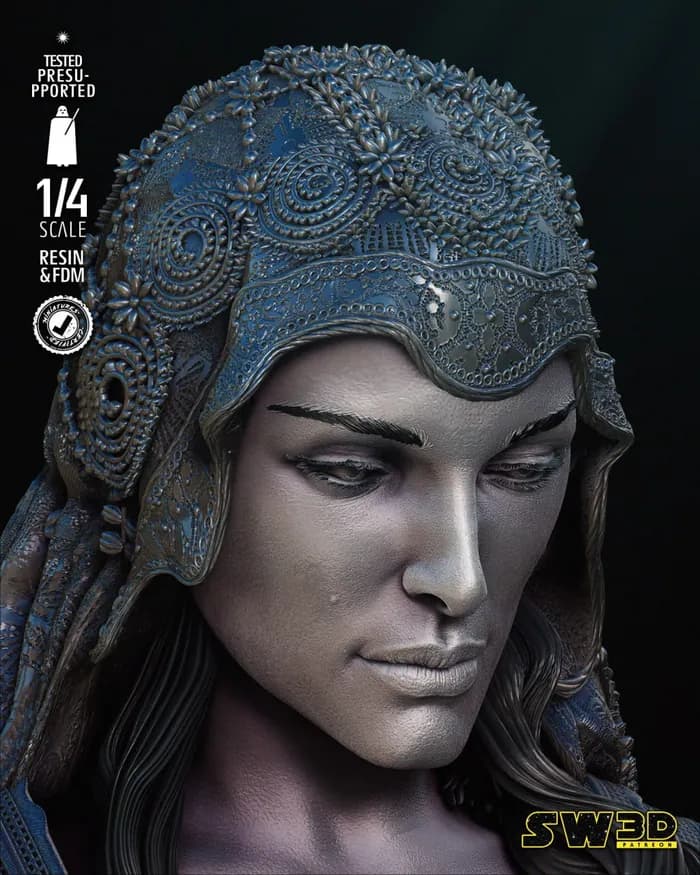 STL - padme bust (non supported) render 3