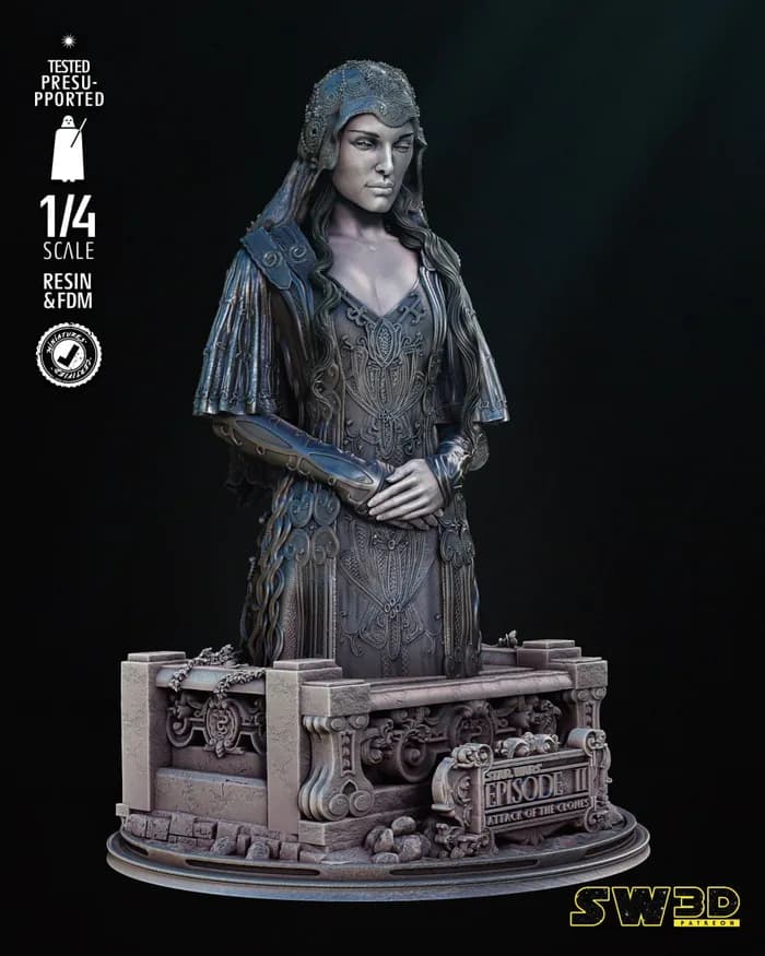 STL - padme bust (non supported) render 5